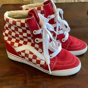 Vans Red Checkered Wedge Sneakers